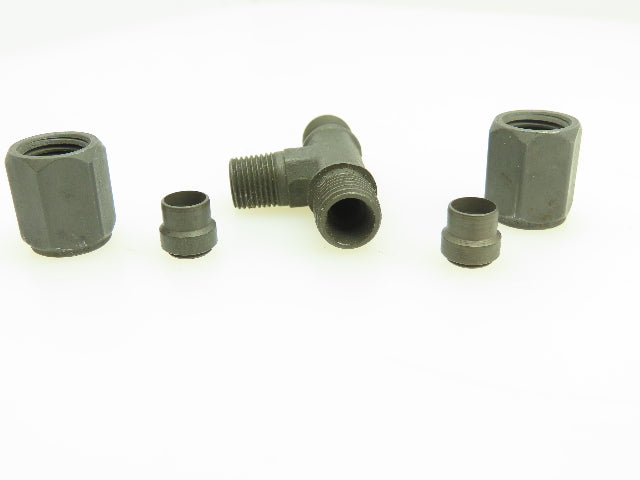 Parker Steel Male Branch Tee Flareless Compression 1/4" Tube  1/8" NPT LOT OF 10