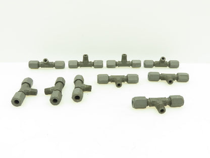 Parker Steel Male Branch Tee Flareless Compression 1/4" Tube  1/8" NPT LOT OF 10