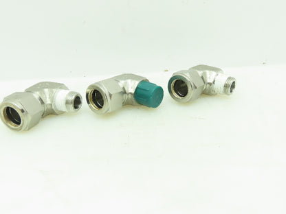 Parker Stainless 90° Male Elbow Compression Fitting  5/8" Tube 3/8" NPT Lot of 3