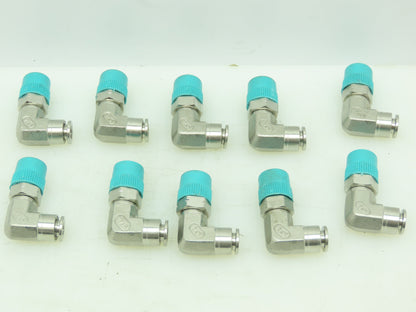 SealExcel Stainless Push In 90° Male Swivel Elbow 6mm Tube x 1/4" BSPT Lot of 10