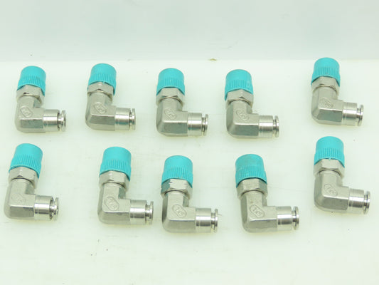 SealExcel Stainless Push In 90° Male Swivel Elbow 6mm Tube x 1/4" BSPT Lot of 10