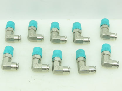 SealExcel Stainless Push In 90° Male Swivel Elbow 6mm Tube x 1/4" BSPT Lot of 10