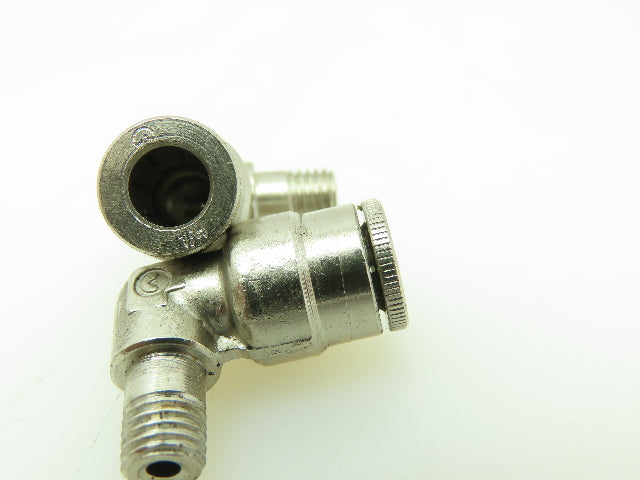 Nickel/Brass Push In 90° Male Elbow Air Fitting  1/4" Tube x 1/4" UNF Lot of 9