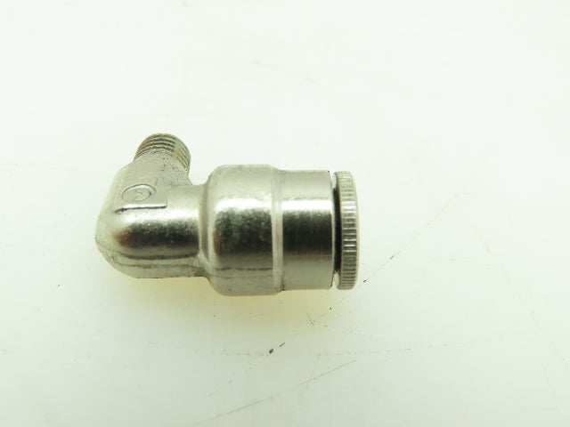 Nickel/Brass Push In 90° Male Elbow Air Fitting  1/4" Tube x 1/4" UNF Lot of 9