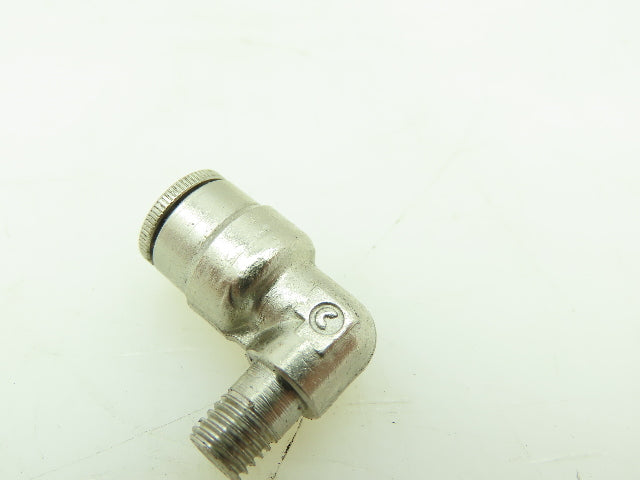 Nickel/Brass Push In 90° Male Elbow Air Fitting  1/4" Tube x 1/4" UNF Lot of 9