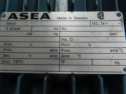 ABB Asea MBT 160L  20hp 15kw 1765rpm 230/460v 3ph Motor