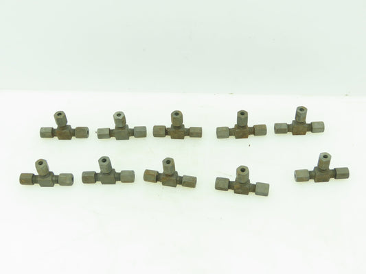 Voss Steel Flareless Metric  Union Tee Compression Fitting 4mm Tube  LOT OF 10
