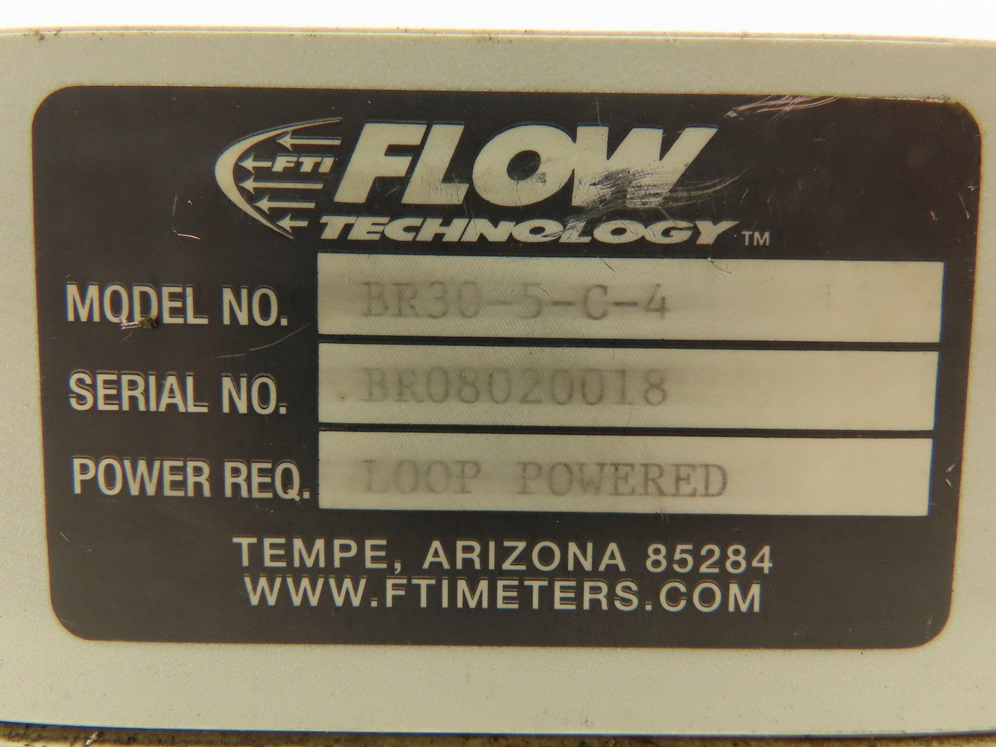 Flow Technology BR30-5-C-4 Rate/Totalizer Loop Powered w/4-20mA NEMA 4 Enclosure