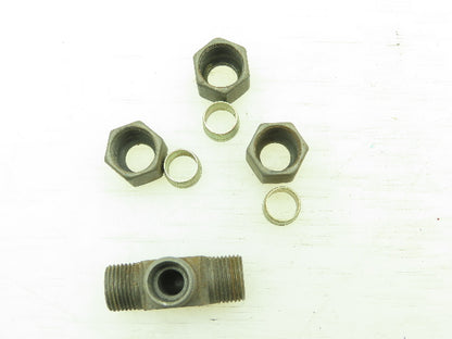 VOSS Steel Flareless Metric Union Tee Compression Fitting 8mm Tube  LOT OF 6