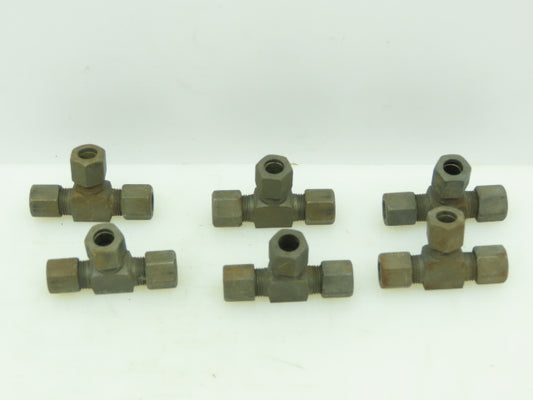 VOSS Steel Flareless Metric Union Tee Compression Fitting 8mm Tube  LOT OF 6