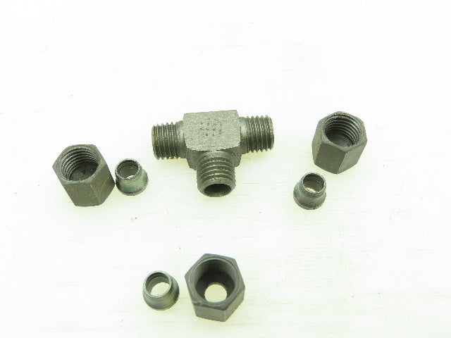Bell Steel Flareless Metric Union Tee Compression Fitting 6mm Tube  LOT OF 10