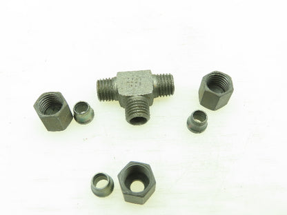 Bell Steel Flareless Metric Union Tee Compression Fitting 6mm Tube  LOT OF 10
