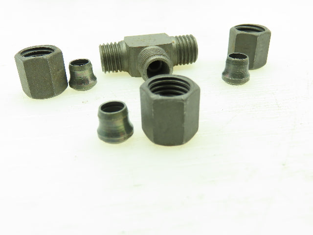 Bell Steel Flareless Metric Union Tee Compression Fitting 6mm Tube  LOT OF 10