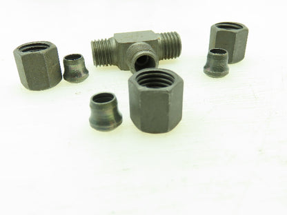 Bell Steel Flareless Metric Union Tee Compression Fitting 6mm Tube  LOT OF 10