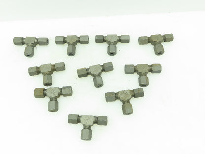 Bell Steel Flareless Metric Union Tee Compression Fitting 6mm Tube  LOT OF 10