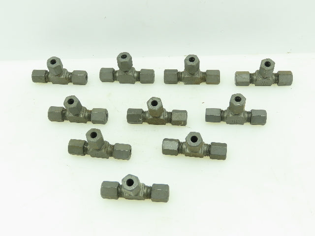 Bell Steel Flareless Metric Union Tee Compression Fitting 6mm Tube  LOT OF 10
