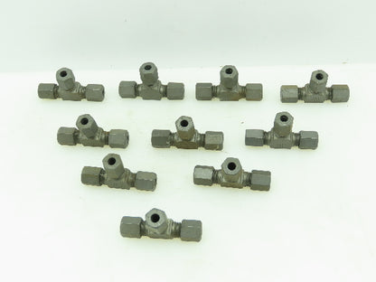 Bell Steel Flareless Metric Union Tee Compression Fitting 6mm Tube  LOT OF 10
