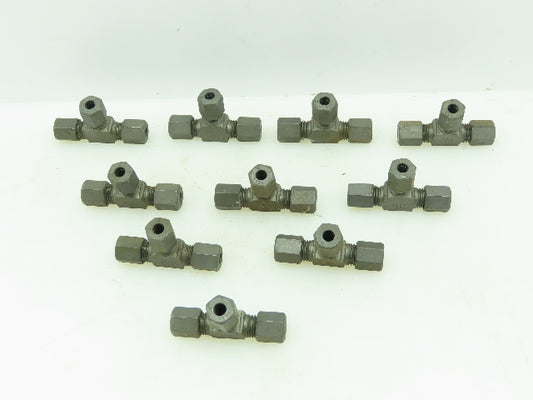 Bell Steel Flareless Metric Union Tee Compression Fitting 6mm Tube  LOT OF 10