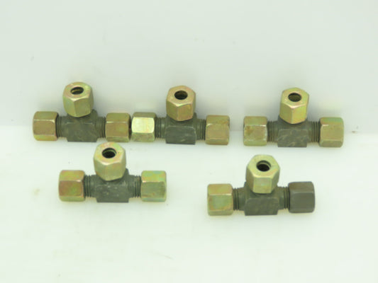 VOSS Steel Flareless Metric Union Tee Compression Fitting 8mm Tube  LOT OF 5