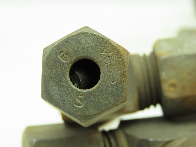 VOSS Steel Flareless Metric Union Tee Compression Fitting 6mm Tube  LOT OF 10
