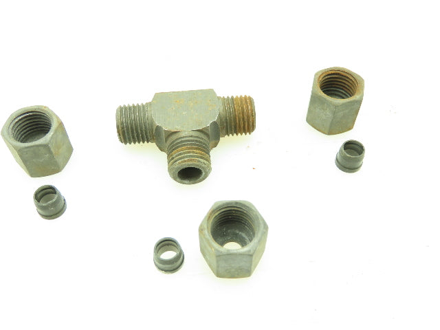 VOSS Steel Flareless Metric Union Tee Compression Fitting 6mm Tube  LOT OF 10