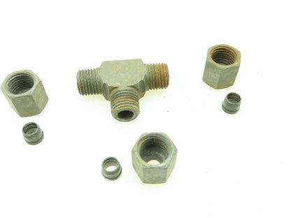 VOSS Steel Flareless Metric Union Tee Compression Fitting 6mm Tube  LOT OF 10