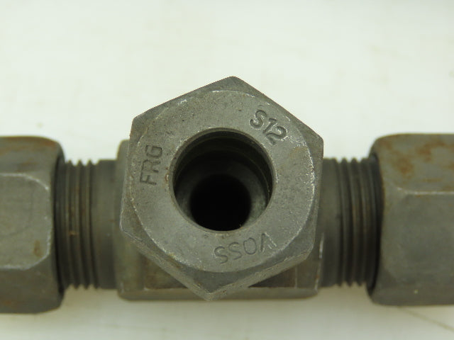 VOSS S12 Steel Flareless Metric Union Tee Compression Fitting 12mm Tube LOT OF 5