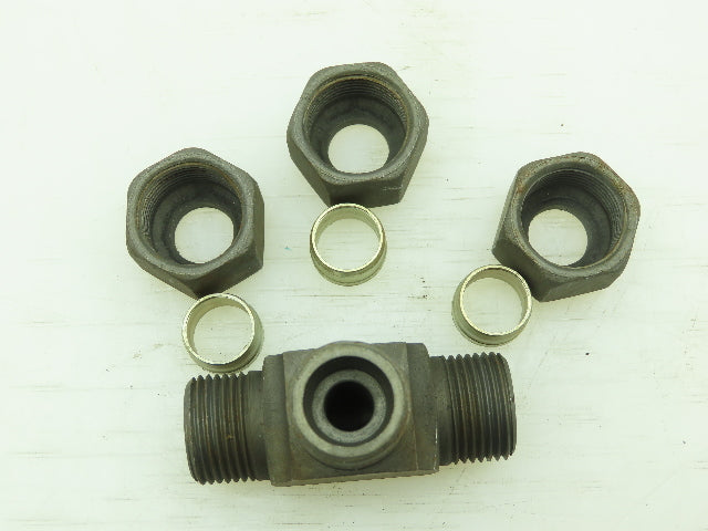 VOSS S12 Steel Flareless Metric Union Tee Compression Fitting 12mm Tube LOT OF 5