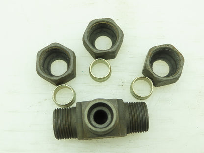VOSS S12 Steel Flareless Metric Union Tee Compression Fitting 12mm Tube LOT OF 5