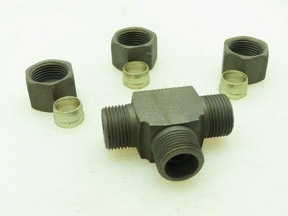 VOSS S12 Steel Flareless Metric Union Tee Compression Fitting 12mm Tube LOT OF 5