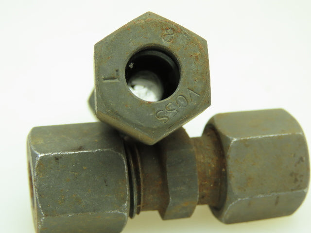 VOSS Steel Flareless Metric Straight Union Compression Fitting 8mm Tube LOT of 6