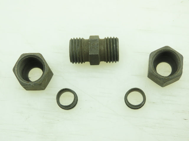 VOSS Steel Flareless Metric Straight Union Compression Fitting 8mm Tube LOT of 6