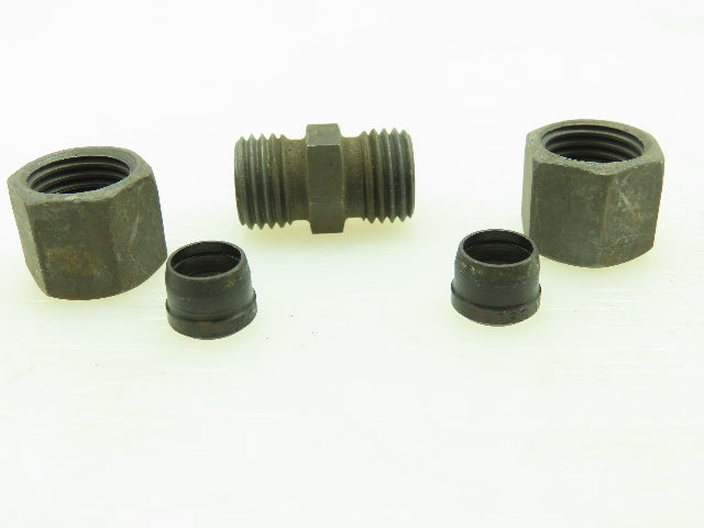 VOSS Steel Flareless Metric Straight Union Compression Fitting 8mm Tube LOT of 6