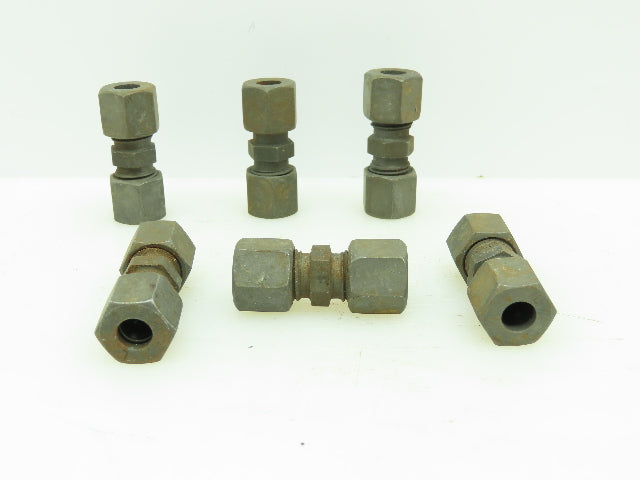 VOSS Steel Flareless Metric Straight Union Compression Fitting 8mm Tube LOT of 6