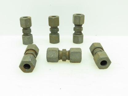 VOSS Steel Flareless Metric Straight Union Compression Fitting 8mm Tube LOT of 6