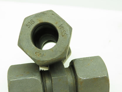 VOSS Steel Flareless Metric Straight Union Compression Fitting 16mm Tube LOT of5