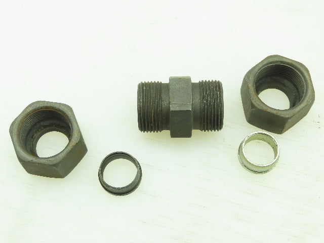 VOSS Steel Flareless Metric Straight Union Compression Fitting 16mm Tube LOT of5