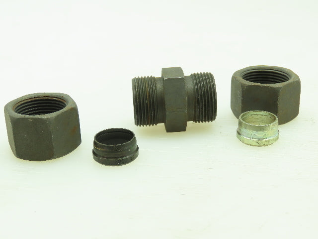VOSS Steel Flareless Metric Straight Union Compression Fitting 16mm Tube LOT of5