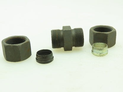 VOSS Steel Flareless Metric Straight Union Compression Fitting 16mm Tube LOT of5