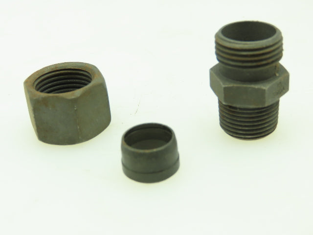VOSS Steel Flareless Metric Straight Male Connector 12mm Tube 3/8 BSPT Lot of 10