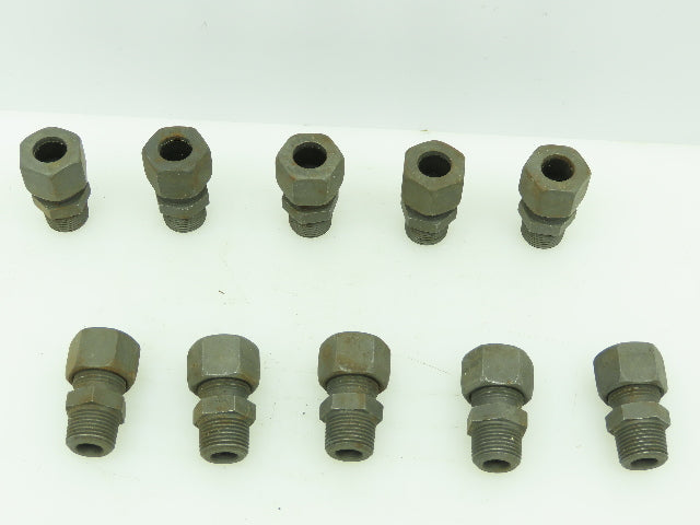 VOSS Steel Flareless Metric Straight Male Connector 12mm Tube 3/8 BSPT Lot of 10