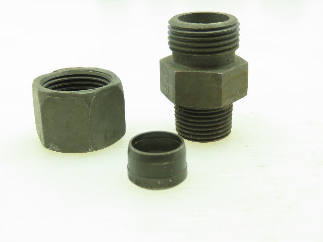VOSS Steel Flareless Metric Straight Male Connector 12mm Tube  3/8 BSPT Lot of 6