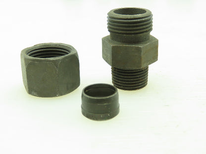 VOSS Steel Flareless Metric Straight Male Connector 12mm Tube  3/8 BSPT Lot of 6