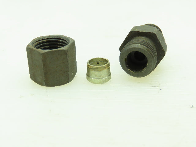 VOSS Steel Flareless Metric Straight Male Connector 8mm Tube x 1/4 BSPP Lot of 6