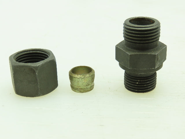 VOSS Steel Flareless Metric Straight Male Connector 10mm Tube  3/8 BSPP Lot of 5
