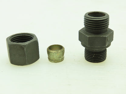 VOSS Steel Flareless Metric Straight Male Connector 10mm Tube  3/8 BSPP Lot of 5