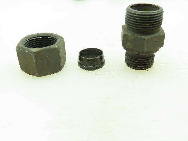 VOSS Steel Flareless Metric Straight Male Connector 16mm Tube  1/2 BSPP Lot of 6