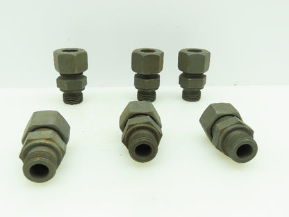 VOSS Steel Flareless Metric Straight Male Connector 16mm Tube  1/2 BSPP Lot of 6
