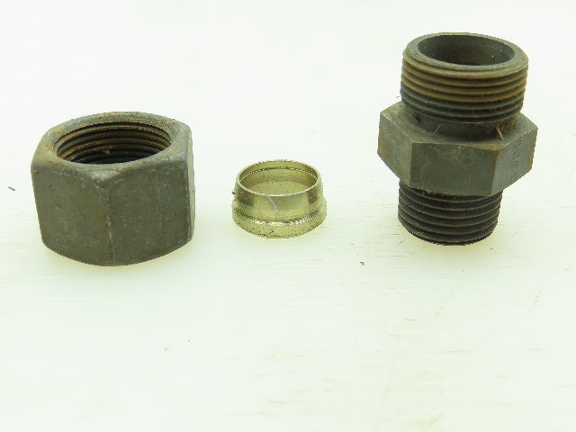 VOSS Steel Flareless Metric Straight Male Connector 16mm Tube  1/2 BSPT Lot of 6