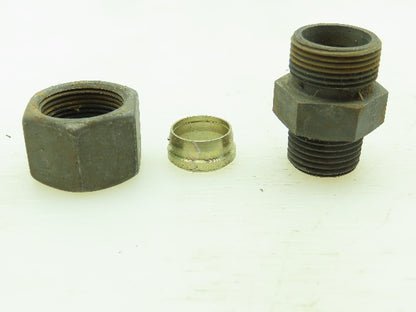 VOSS Steel Flareless Metric Straight Male Connector 16mm Tube  1/2 BSPT Lot of 6